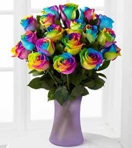 Bouquet of rainbow roses