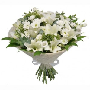 White bouquet for Jewish New Year for delivery to Russia and USA