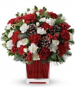 Christmas flowers arrangement in a vase