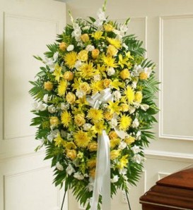 yellow-and-white-standing-funeral-spray