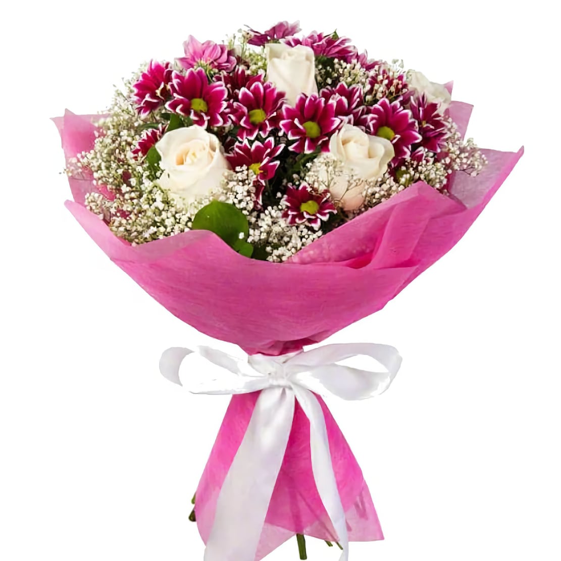 Букет цветов из хризантем и роз